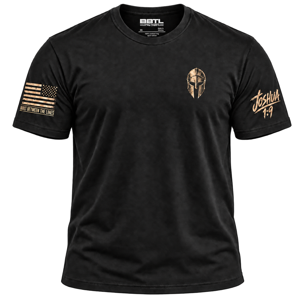 Black Rak Chazak athletic tee, front with BBTL neck label