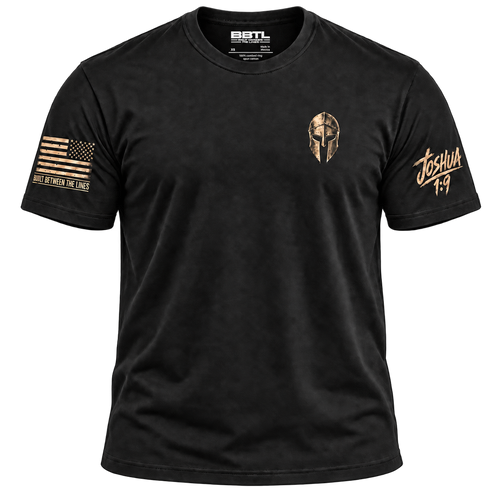Black Rak Chazak athletic tee, front with BBTL neck label