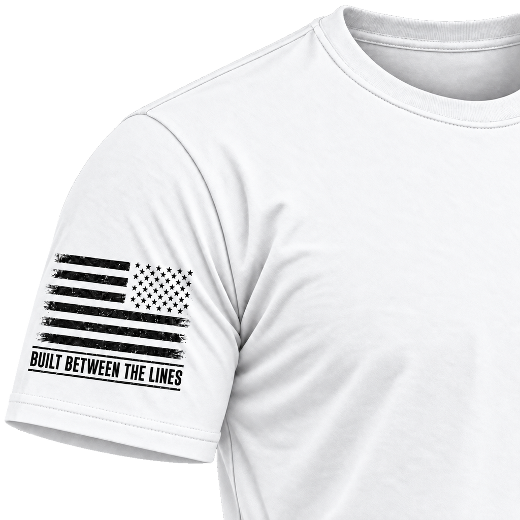 White Rak Chazak athletic tee, right flag view