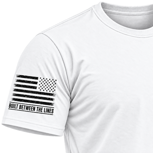 White Rak Chazak athletic tee, right flag view